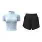 [Short-Sleeved Set]Light Frost Blue+Black