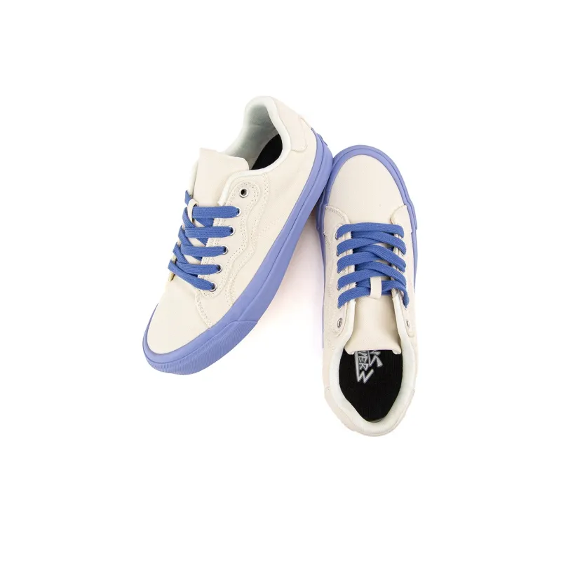 WANSWER Slip Resistant Cushioning With Impact Resistance Low Top Skateboard Shoes Unisex Blue Glaze White-4
