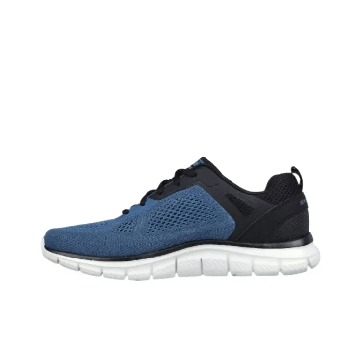 Skechers Wide Fit Low Top Running Shoes Men's Black Blue-1