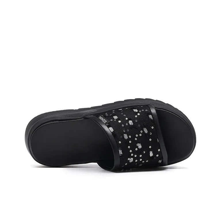 HUNU Slip Resistant Abrasion Resistant Slide Slippers Men's Black-4