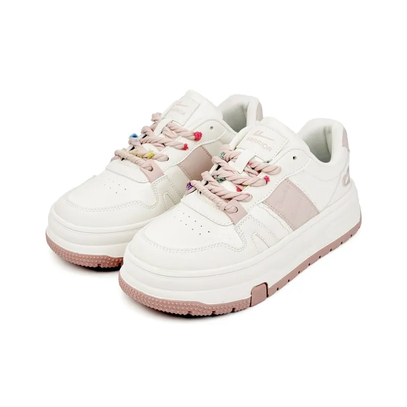 Warrior Cushioning, Balance, And Breathable Design Low Top Skateboard Shoes Women's Beige Pink-1