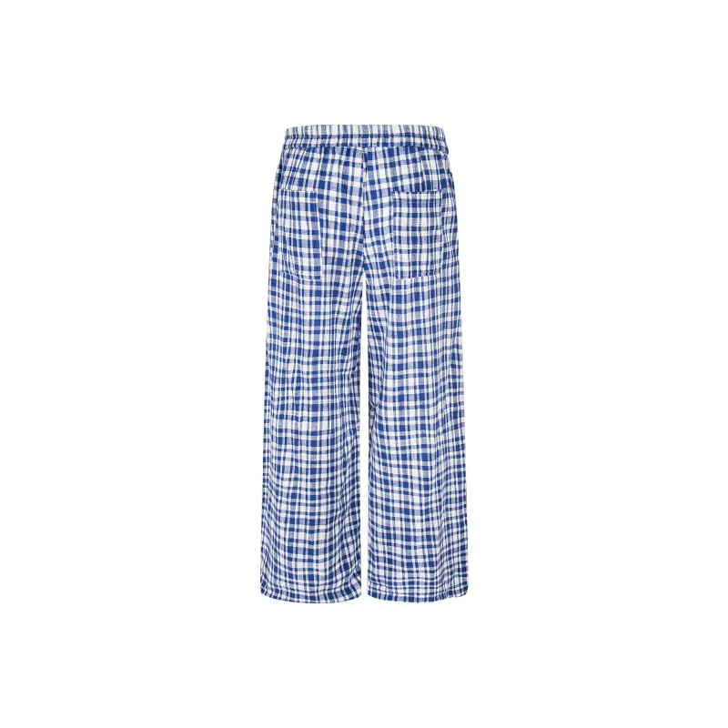 Pa33word Casual Pants Women's Blue Plaid-2