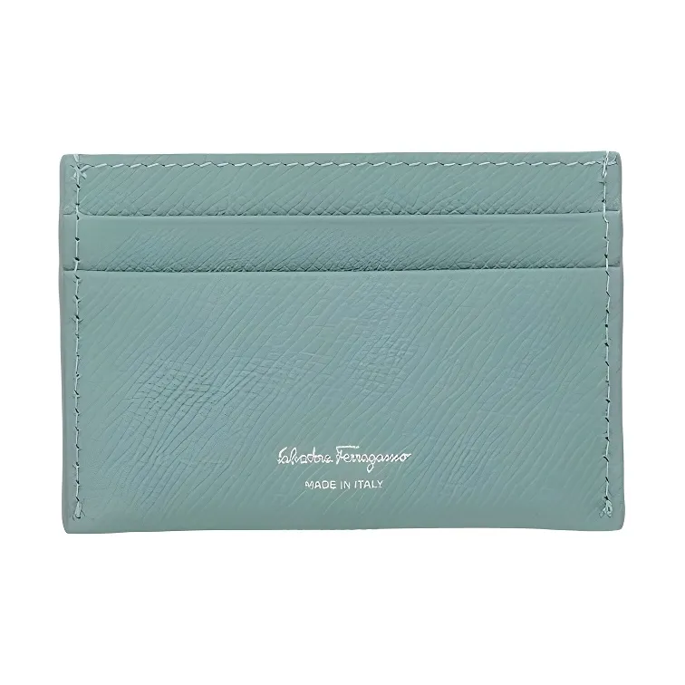 FERRAGAMO Stamped Calfskin Card Holder Women's Lucky Charm-2