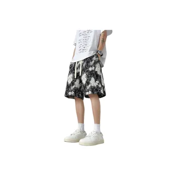 IGOI Denim Shorts Unisex Black Floral