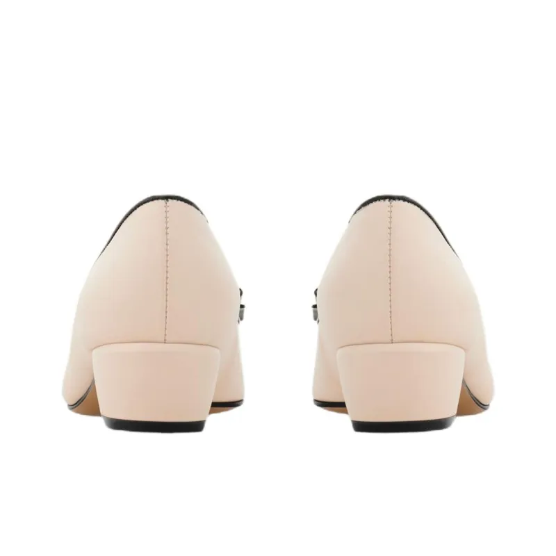 FERRAGAMO Vara Block Heel High Heels 3cm Women's Beige-4