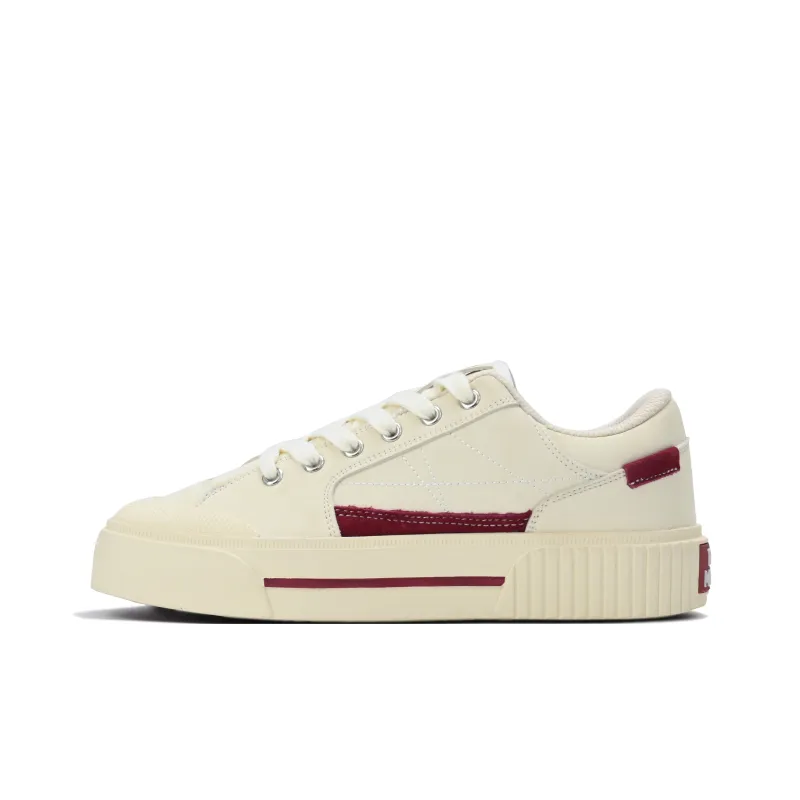 BladMaste Height Increasing Cushioning Low Top Skateboard Shoes Unisex Beige Burgundy-0