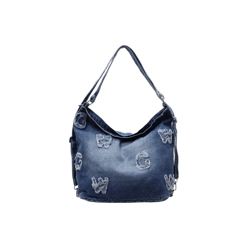 BUBM Denim Shoulder Bag Women's Dark Tea/Blue/Dark Blue-12