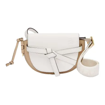LOEWE GateAnagram Soft Cow Leather Crossbody Bag, Shoulder Bag Mini Women's Soft White Paper Craft