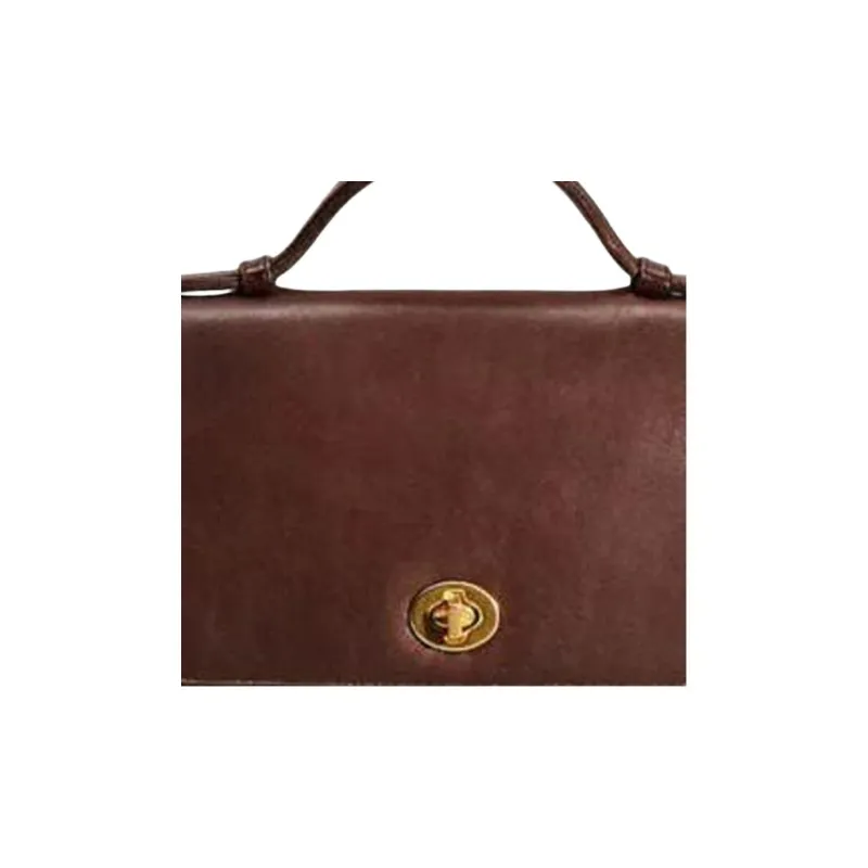 COACH Court Leather Briefcase, Shoulder Bag, Crossbody Bag Medium Size Women's Brown-4