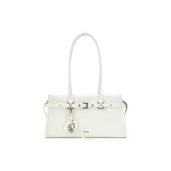 MCMIKO Split Cow Leather+Synthetic Leather Handbag Women's Cool And Fresh White