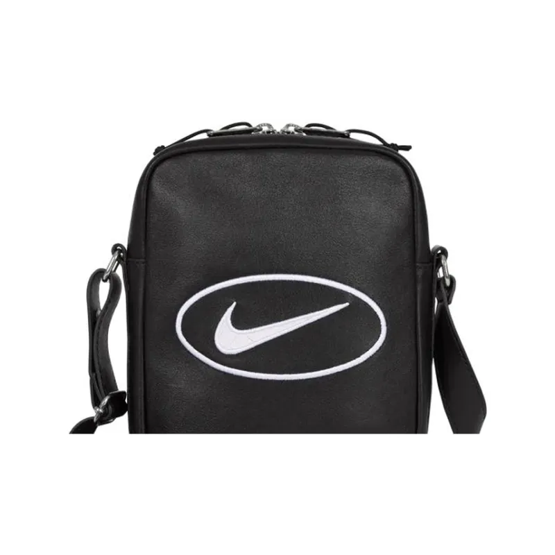 Supreme Nike Collaboration Buffalo Leather Shoulder Bag, Crossbody Bag Unisex Black-4