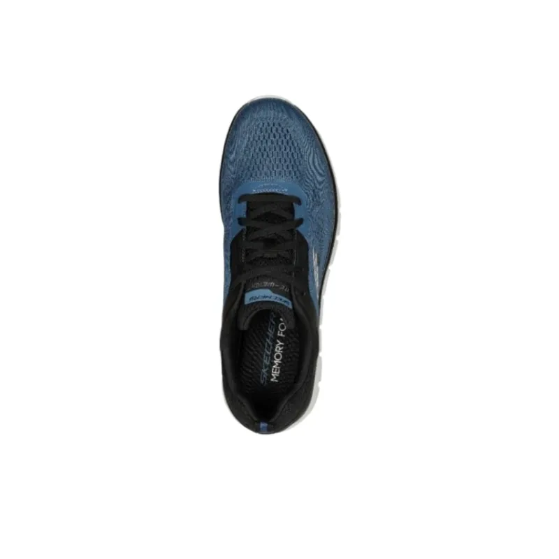 Skechers Wide Fit Low Top Running Shoes Men's Black Blue-3