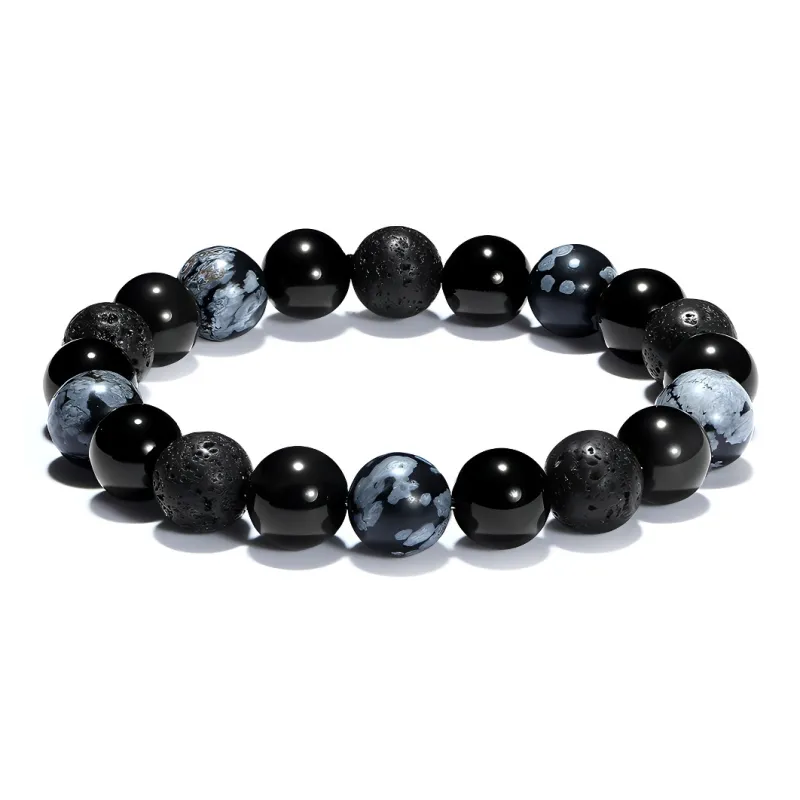 PUTUOSHANWENCHUANG Obsidian Bracelets Unisex-3