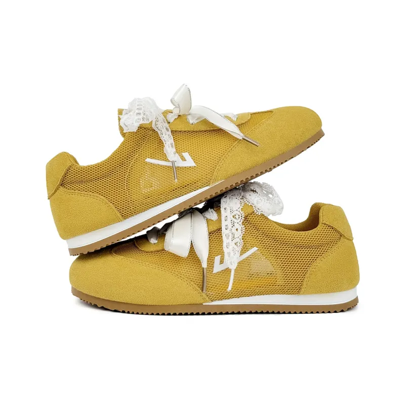 Warrior Breathable Balance Height Increasing Low Top Casual Shoes Women's Yellow-2