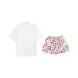 White Short-Sleeved Shirt+Pink Shorts[No Matching Needed Two-Piece Set]