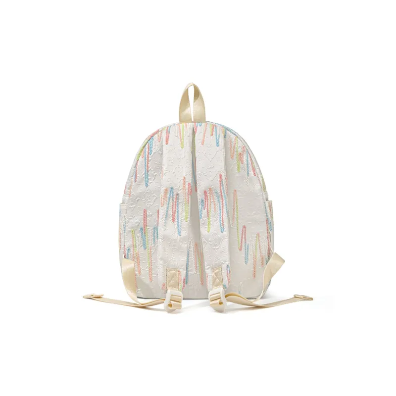 CinvaiKrose Fabric Backpack Travel Bag Trumpets Women's White Rainbow-3