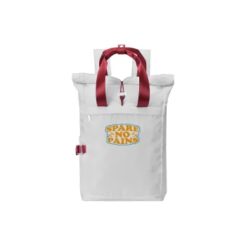 Spare No Pains. Polyester Backpack Regular Unisex Gray Red Contrast
