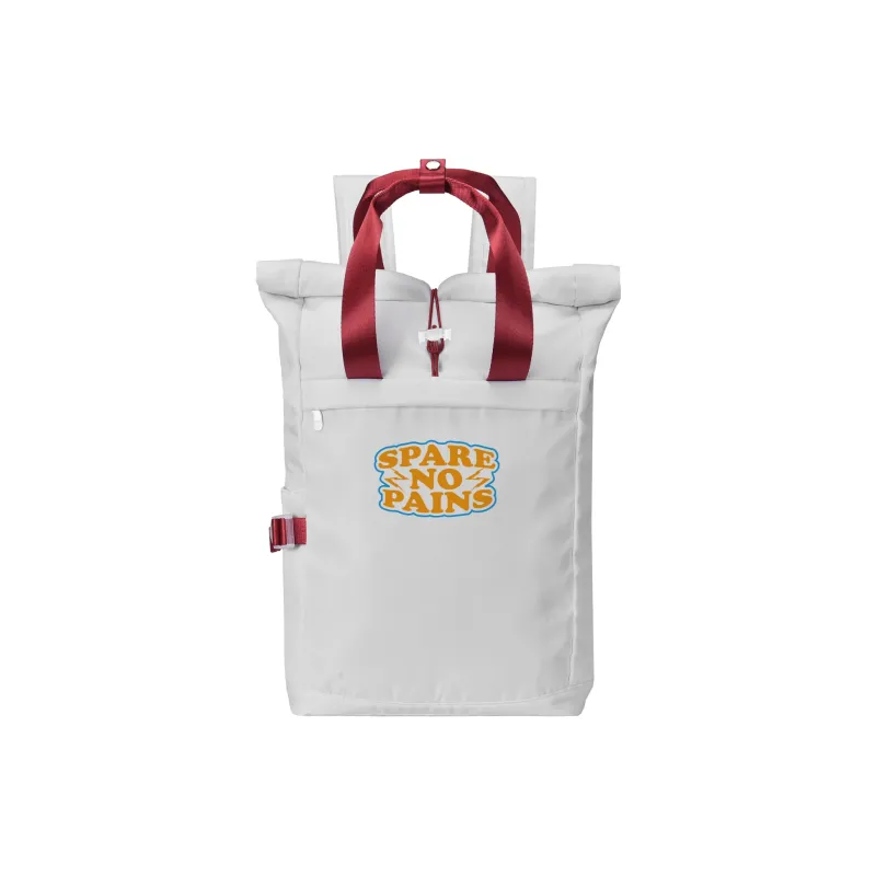 Spare No Pains. Polyester Backpack Regular Unisex Gray Red Contrast-0