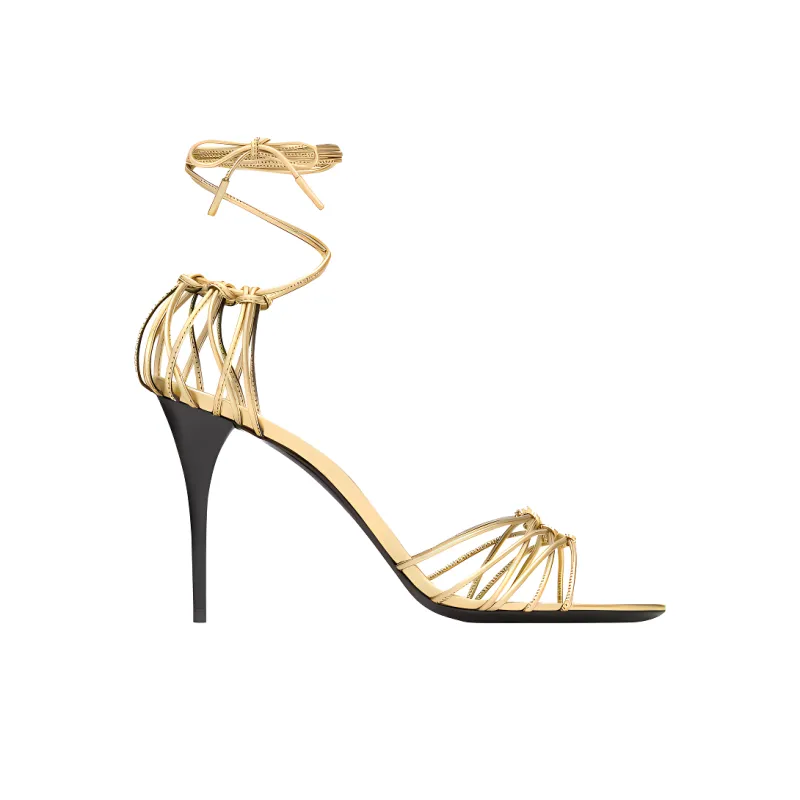 SAINT LAURENT Babylone One Strap Sandals 9cm Women's Gold-1