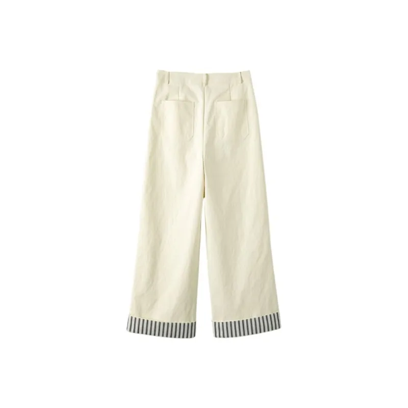 Late White Casual Pants Women's Ecru-1