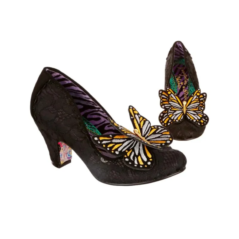 IRREGULAR CHOICE Madam Mariposa Chunky Heel High Heels 7.2cm Women's Black-3