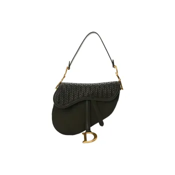 DIOR Saddle Calfskin With Goatskin Saddle Bag, Shoulder Bag, Crossbody Bag, Handbag Women's Black