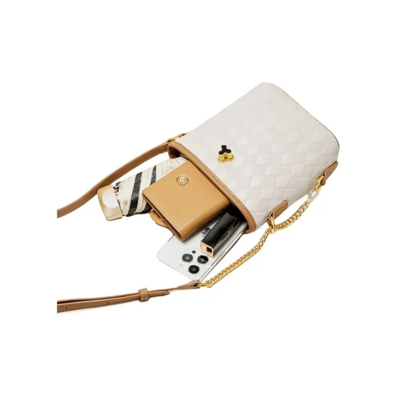 15 MINS Synthetic Leather Crossbody Bag, Shoulder Bag Trumpets Women's Ecru/Midnight Black-6