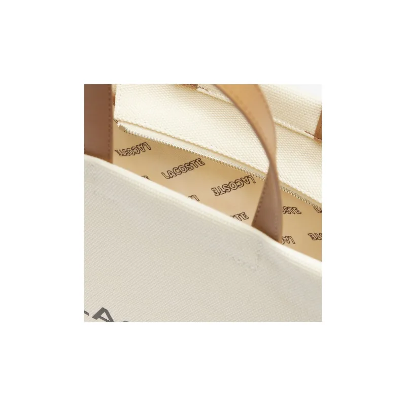 LACOSTE Cotton Shoulder Bag, Crossbody Bag, Handbag Women's Natural Tan-3