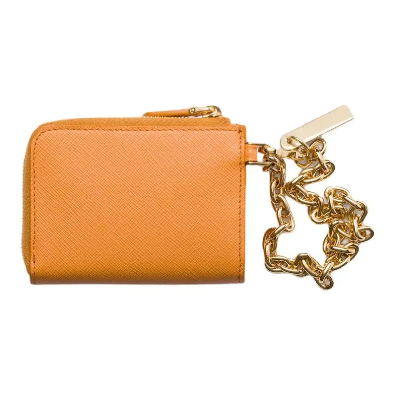 PRADA Saffiano Calfskin Wallet Trumpets Women's Amber-2