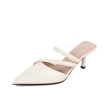TATAYA Rubber Sole Abrasion Resistant Closed Toe Slippers Women's Ecru