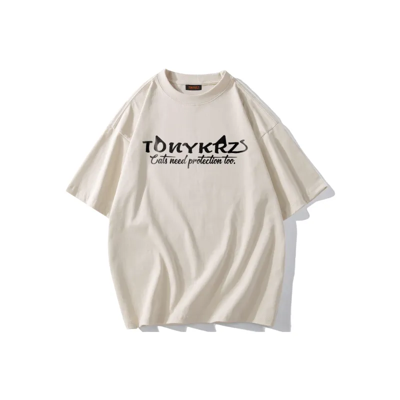 TONYKRZ T Shirts Unisex Light Beige Apricot-0