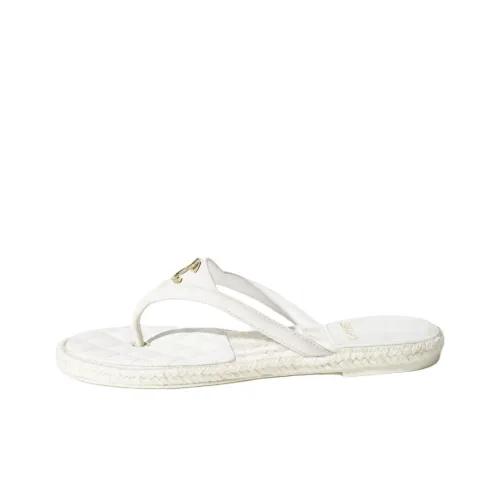 CHANEL White Flip Flops Women's White