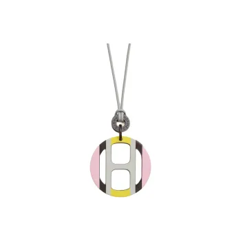 HERMES Lacquered Finish Ox Horn Necklaces Women's Pink