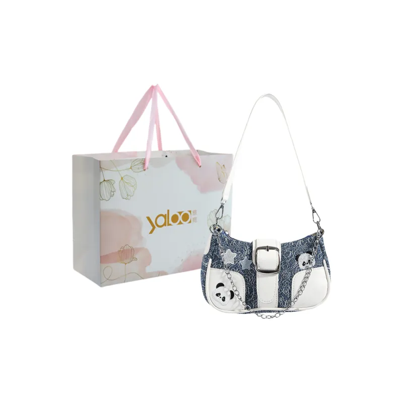 Yalu Fabric Shoulder Bag Regular Women's Black/Green/Blue-12