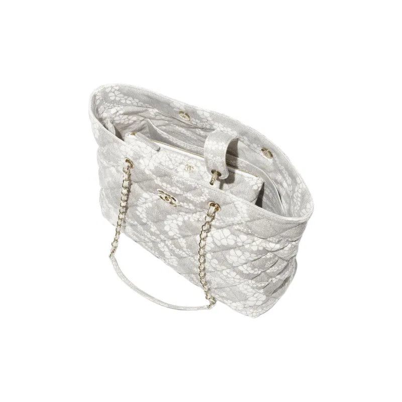 CHANEL Coco Denim Tote Bag, Shopping Bag, Handbag Women's Gray & White-2