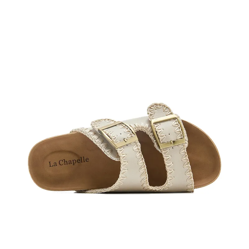 La Chapelle Slip Resistant Abrasion Resistant Slide Slippers Women's Beige-2