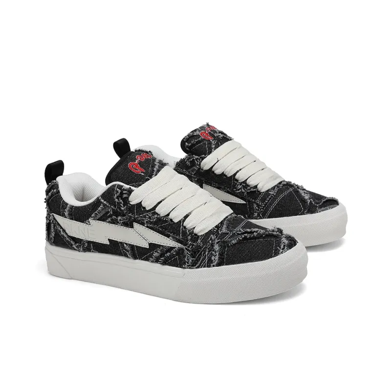 VFTS Anti Slip And Wear Resistant Height Increasing Low Top Skateboard Shoes Unisex Raven Cloud Black-32