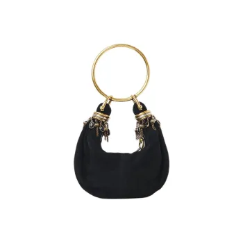 Chloe Goatskin Hobo Bag, Shoulder Bag, Crossbody Bag, Handbag Mini Women's Black