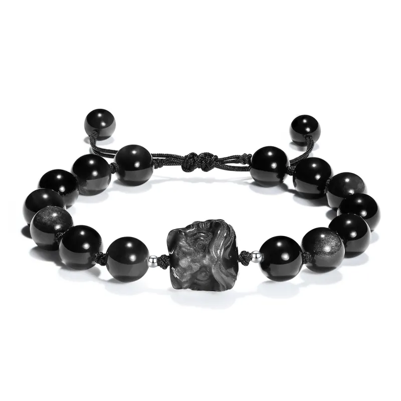 PUTUOSHANWENCHUANG Obsidian Bracelets Unisex-0