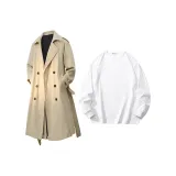 2 Pack (Khaki Coat+White Long T)