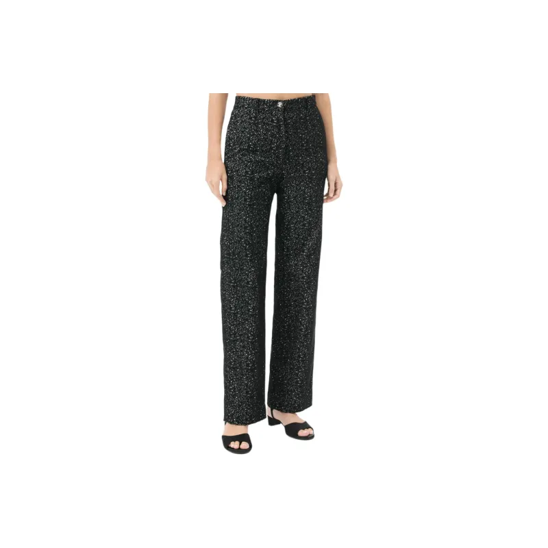CHANEL Casual Pants Women's Black White-0