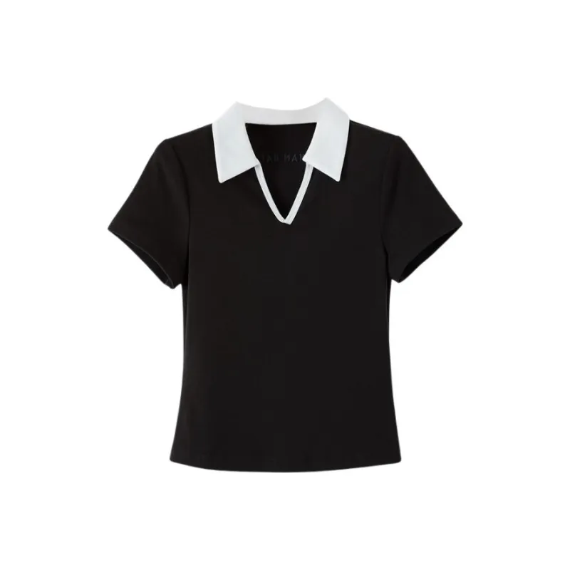 Late White T Shirts Women's Black-0