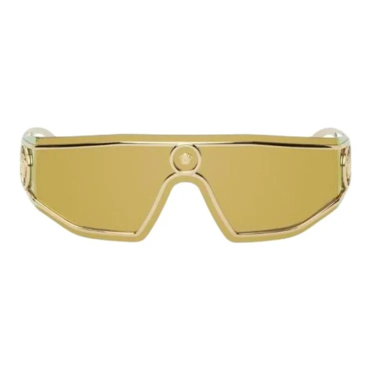 VERSACE Metal Irregular Shape Sunglasses Men's Gold-1