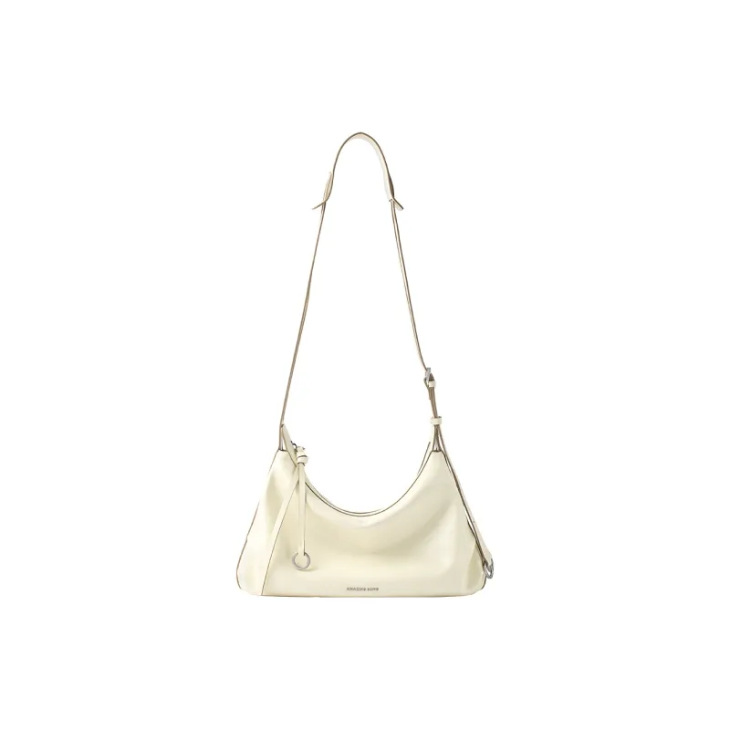 AMAZING SONG Cow Leather Shoulder Bag Regular Women's Dark Chocolates/Cream Yellow/Elegant Black-1