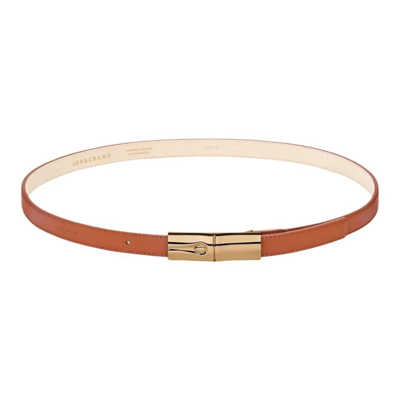 LONGCHAMP Leather Belts Women's Orange Width 2CM-0