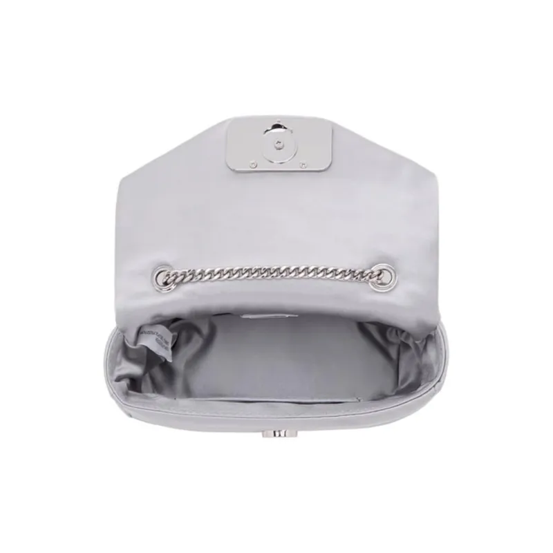 GUESS Fabric Shoulder Bag Medium Size Women's Silver-3