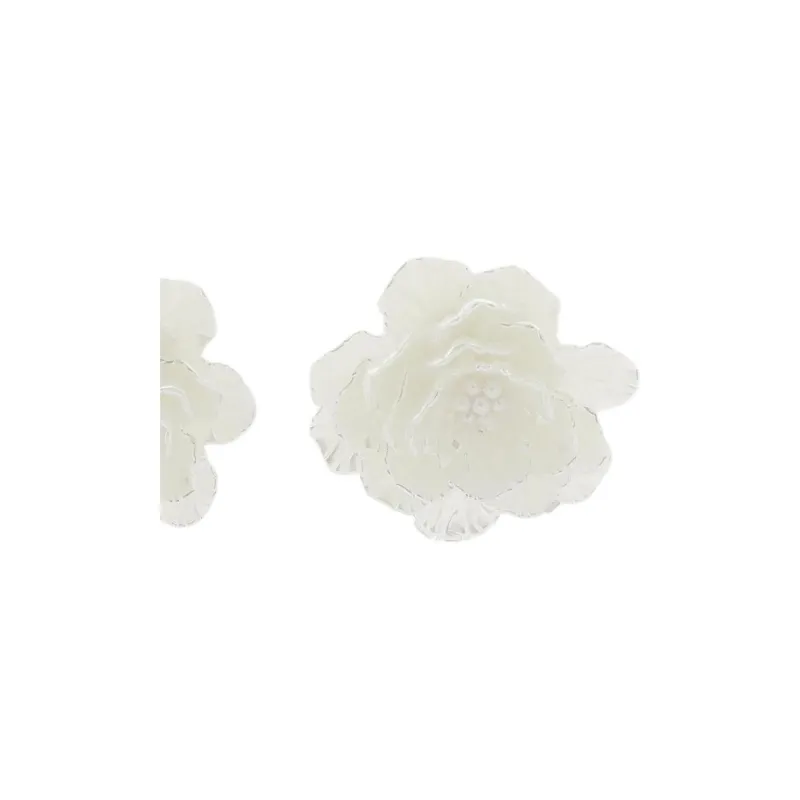 ZARA Acrylic, Polyester, Steel, Metal Earrings Women's White-2