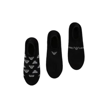 EMPORIO ARMANI SS25 No Show Socks Men's 3 Pack Black