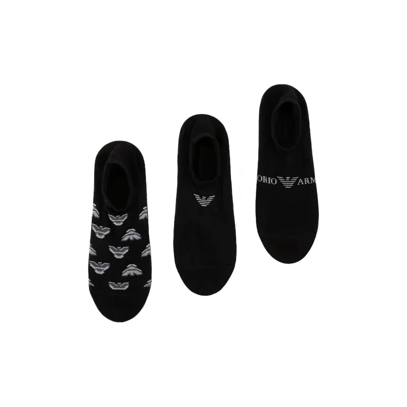 EMPORIO ARMANI SS25 No Show Socks Men's 3 Pack Black-0