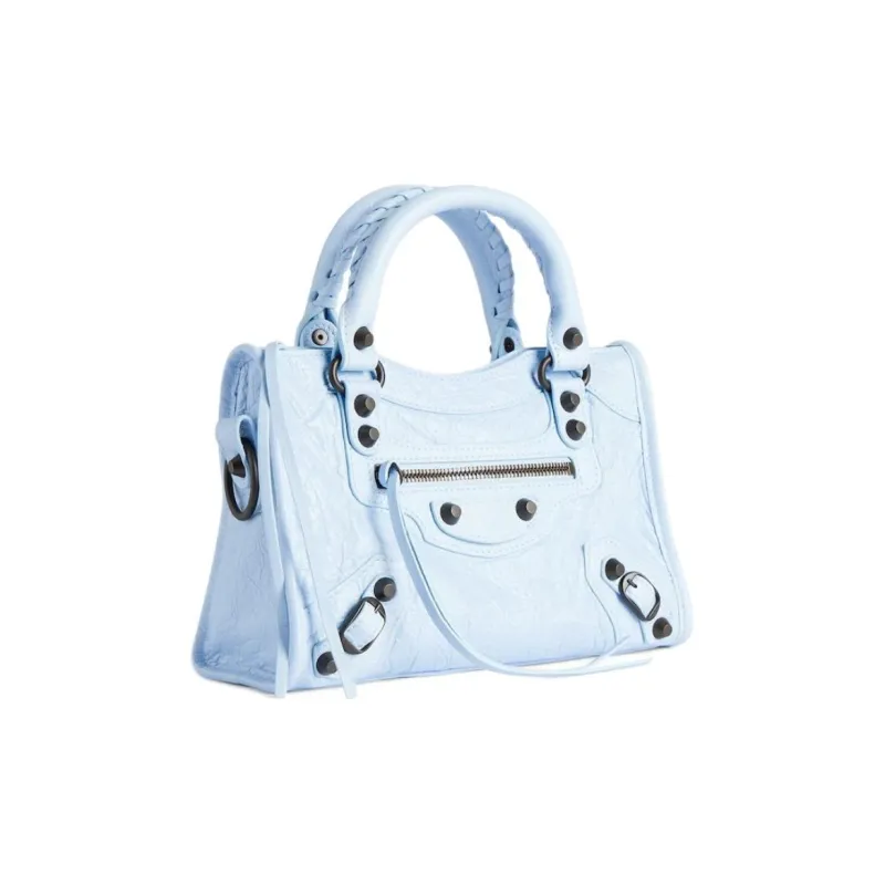 Balenciaga Le City Lambskin One Shoulder Handbag Mini Women's Cloud Blue-2